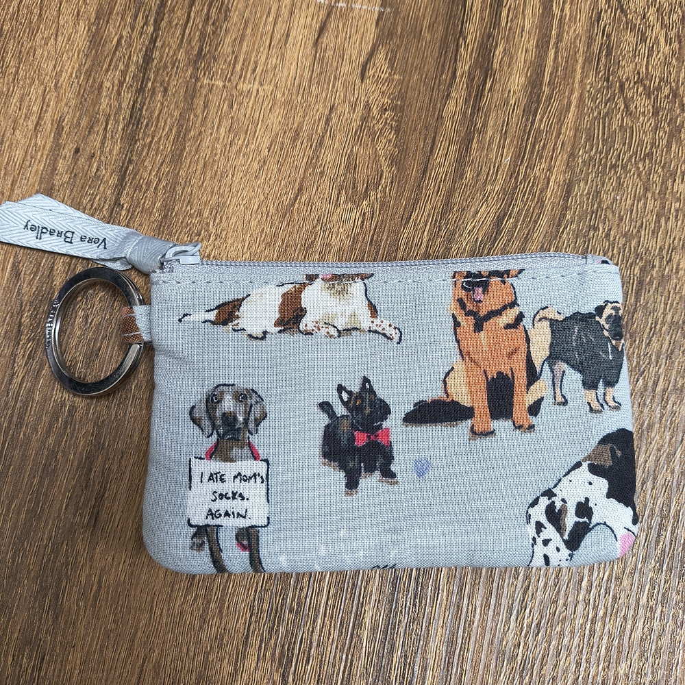 Vera Bradley Gray Dog Print Wristlet